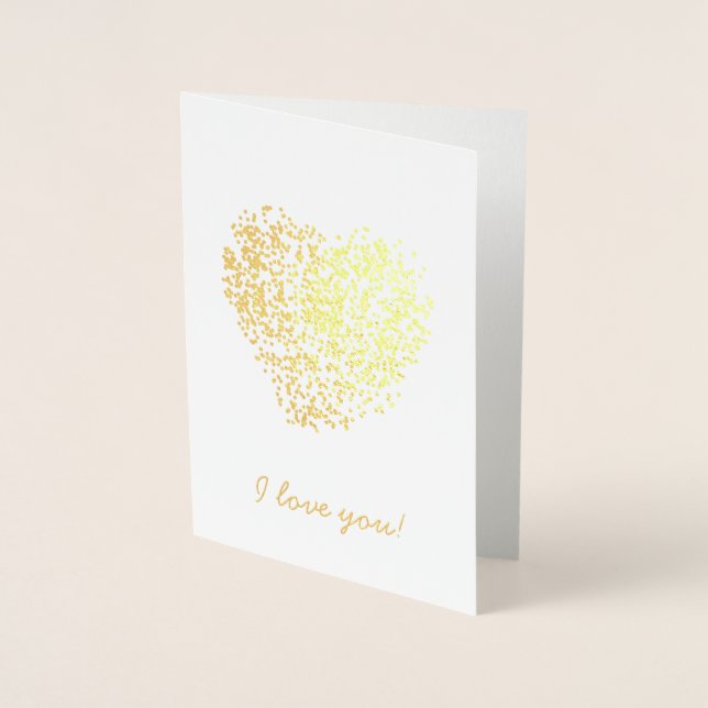 Gold I love you Dotted Heart Foil Card (Front)