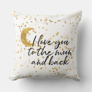 Gold I love you to the moon confetti Cushion