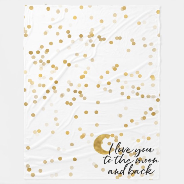 Gold I love you to the moon Confetti Fleece Blanket (Front)
