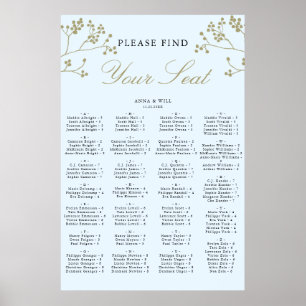 Gold Ice Winter Wedding Alphabetical Seating Chart