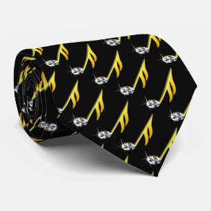 Gold Icon of a Musical Note 1/16  pattern Tie