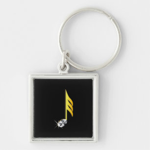 Gold Icon of a Musical Note 1/32 Key Ring