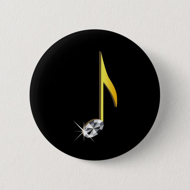 Gold Icon of a Musical Note 1/8 6 Cm Round Badge (Front)