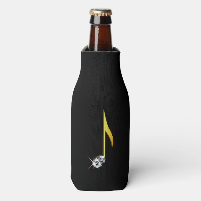 Gold Icon of a Musical Note 1/8 Bottle Cooler (Bottle Front)