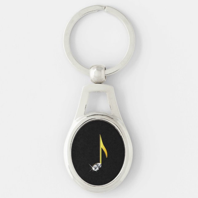 Gold Icon of a Musical Note 1/8 Key Ring (Front)