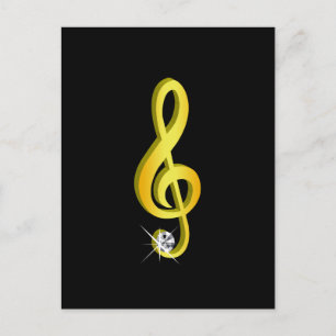 Gold Icon of a Musical Note G-Clef Postcard