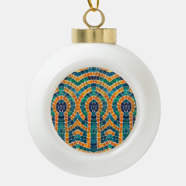 GOLD ICONS MOSAIC Ceramic Ball Ornament (Front)