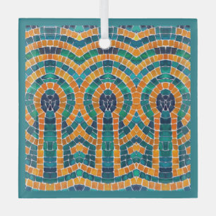 GOLD ICONS MOSAIC Glass Square Ornament