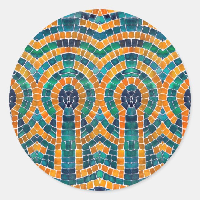 GOLD ICONS MOSAIC Large Round Stickers (Front)