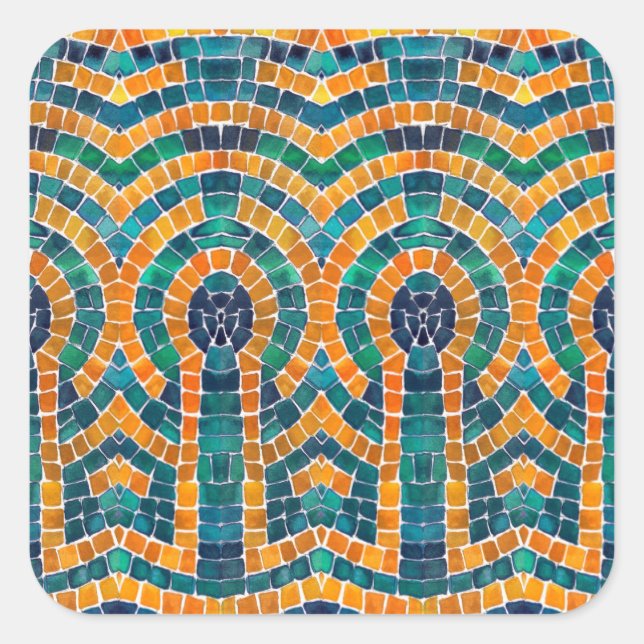 GOLD ICONS MOSAIC Large Square Stickers (Front)