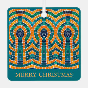 GOLD ICONS MOSAIC Metal Square Ornament + Text