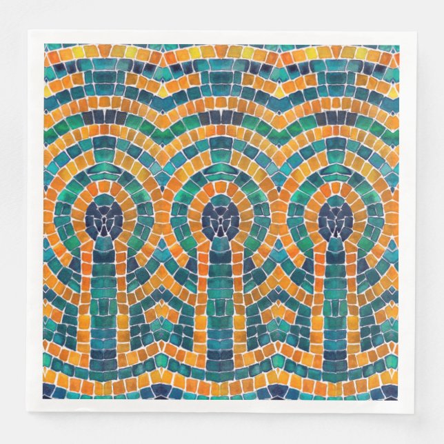 GOLD ICONS MOSAIC Standard Dinner Paper Napkins (Front)