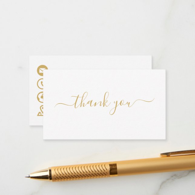 Gold icons simple white thank you enclosure card (Front/Back In Situ)