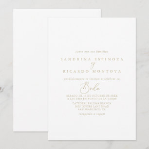 Gold Idyllic Calligraphy Spanish Wedding  Invitation