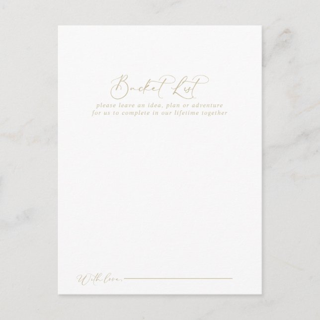 Gold Idyllic Calligraphy Wedding Bucket List Cards (Front)