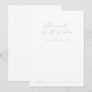 Gold Idyllic Calligraphy Wedding Well Wishes  Advice Card