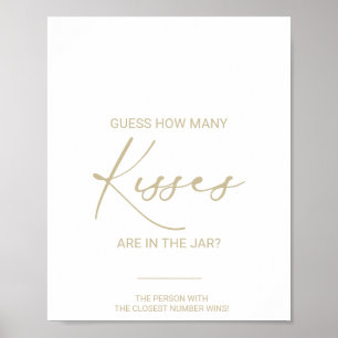 Gold Idyllic How Many Kisses Bridal Shower Game Poster