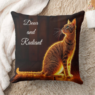 Gold illuminated cat light and shadow pets art cushion
