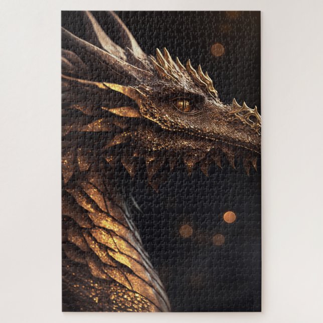 Gold Illuminated Dragon Jigsaw Puzzle (Vertical)