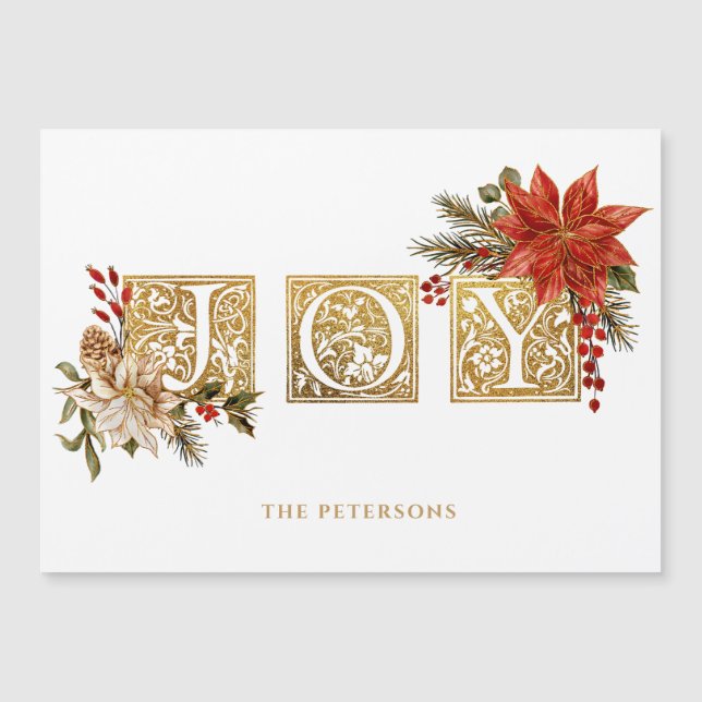 Gold Illuminated Joy Block Letters w/Poinsettias (Front)