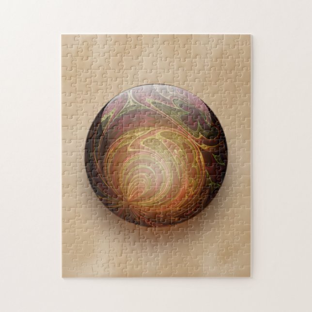 Gold Illuminated Spherical Gem Abstract Jigsaw Puzzle (Vertical)