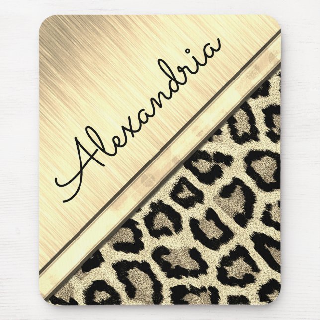 Gold Illuminating Leopard Print Mouse Mat (Front)