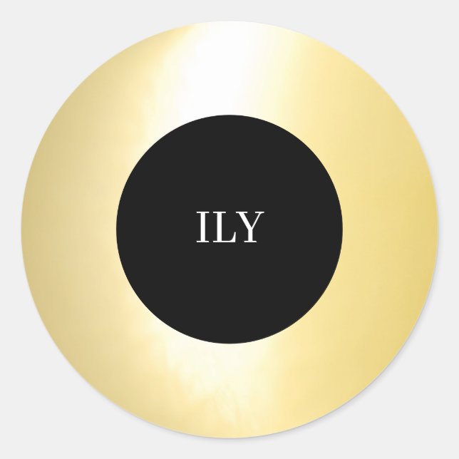 Gold "ILY"  Classic Round Sticker (Front)