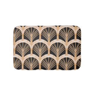 Gold imitation: watercolor art deco. bath mat