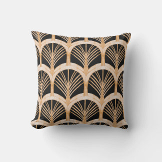 Gold imitation: watercolor art deco. cushion