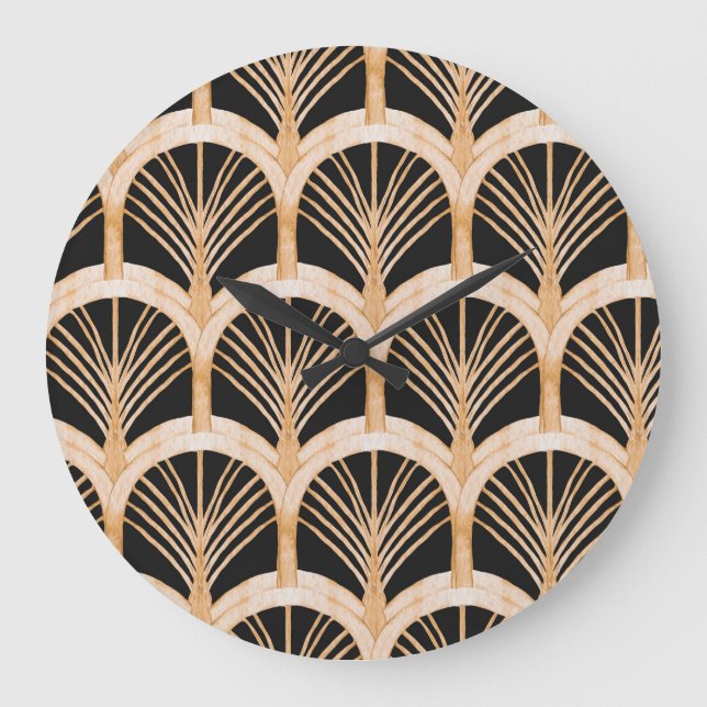 Gold imitation: watercolor art deco. large clock (Front)