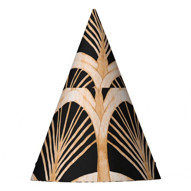 Gold imitation: watercolor art deco. party hat (Front)