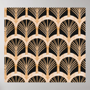 Gold imitation: watercolor art deco. poster