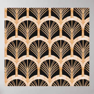 Gold imitation: watercolor art deco. poster