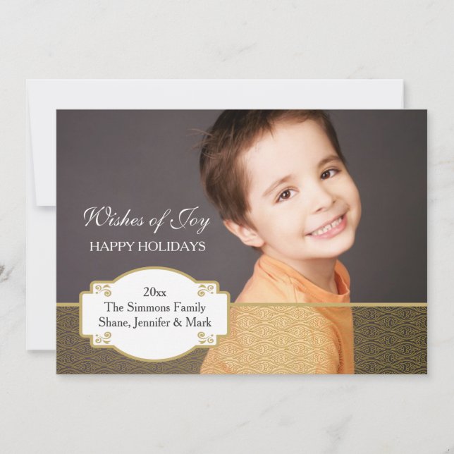 Gold Impression Photo Holiday Card (Front)