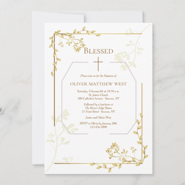 Gold Impression Religious Invitation (Front)