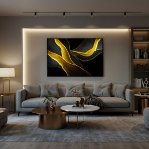 Gold in Black Flow Canvas Print