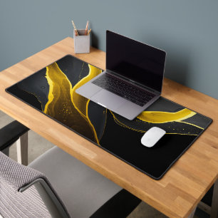 Gold in Black Flow Desk Mat