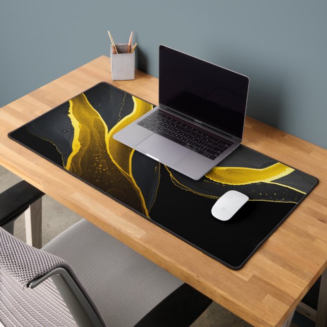 Gold in Black Flow Desk Mat (Office 2)
