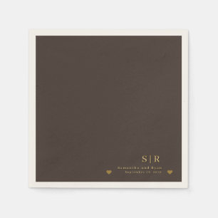 Gold in Deep Brown Minimalist Paper Napkin
