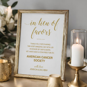 Gold In Lieu Of Favours Charity Donation Wedding Poster