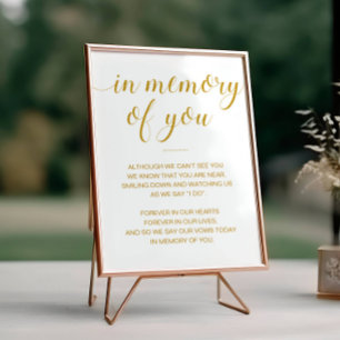 Gold In Memory Of You Poem Memorial Wedding Poster