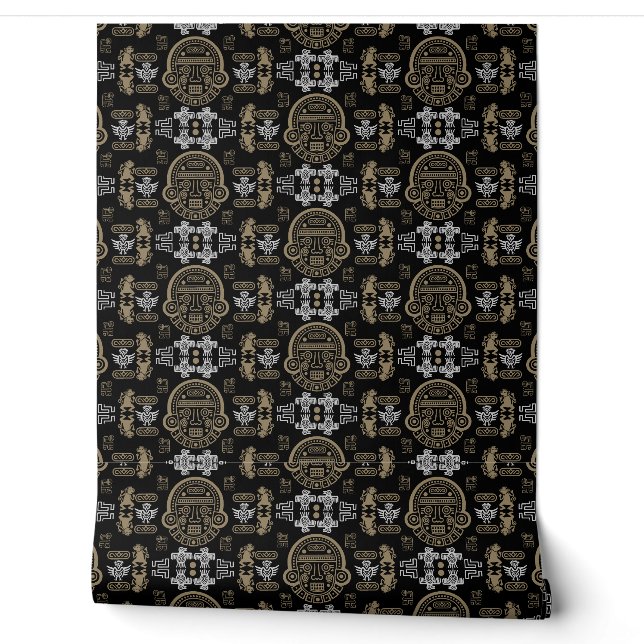 Gold inca Aztec Home Decor Wallpaper (Unrolling)