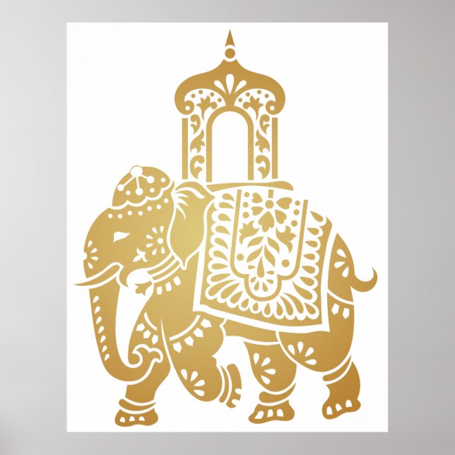 Gold Indian Elephant Poster (Front)