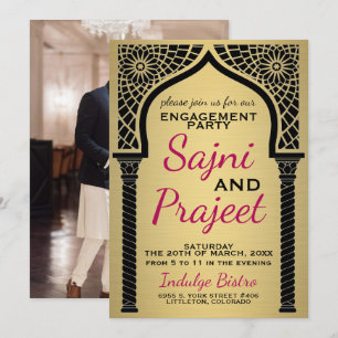 Gold Indian Engagement Party Invitation