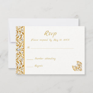 Gold Indian Hindu Wedding Invitation RSVP