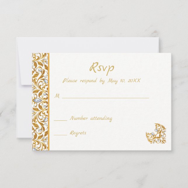 Gold Indian Hindu Wedding Invitation RSVP (Front)