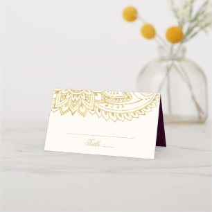 Gold Indian Paisley Wedding Place Card