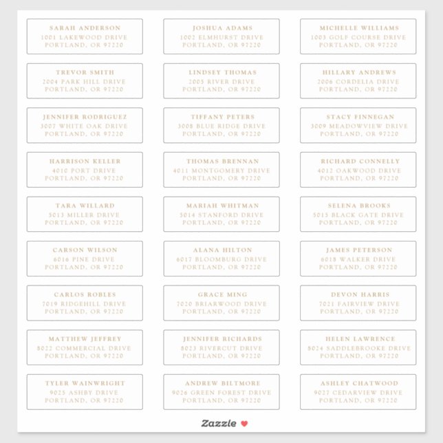 Gold | Individual Guest Address Labels (Sheet)