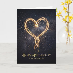 Gold Infinity Heart Dark Galaxy Anniversary Card