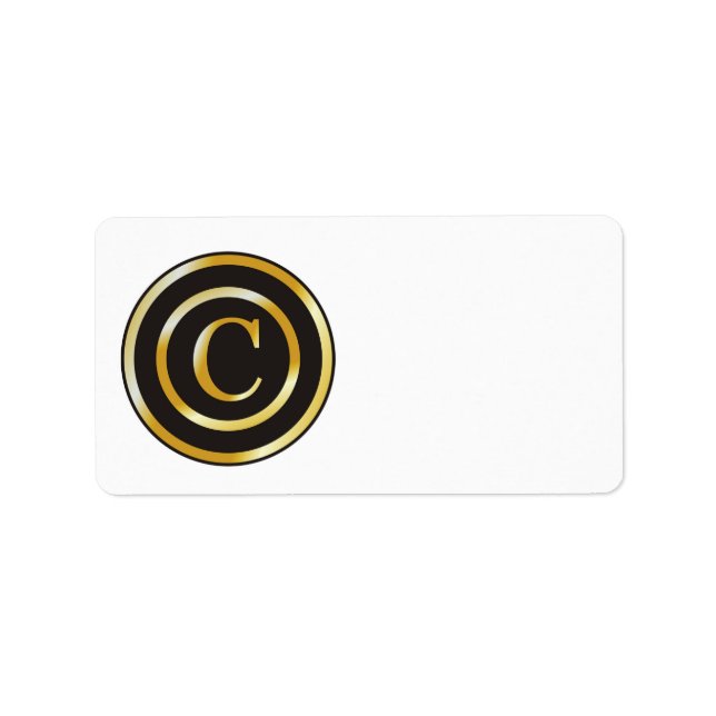 Gold Initial C Monogrammed Blank Address Labels (Front)